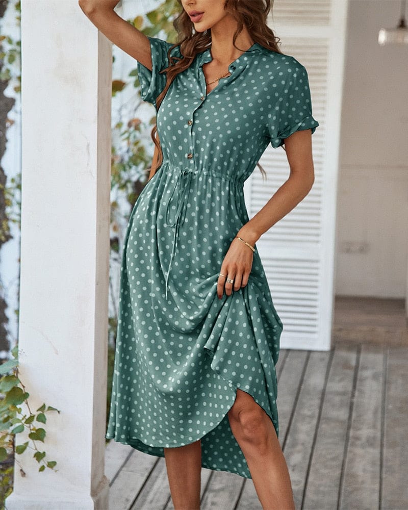 Women's Polka Dot Print Shirt Dress BENNYS 