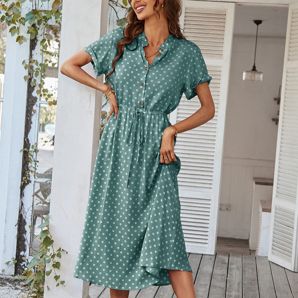 Women's Polka Dot Print Shirt Dress BENNYS 