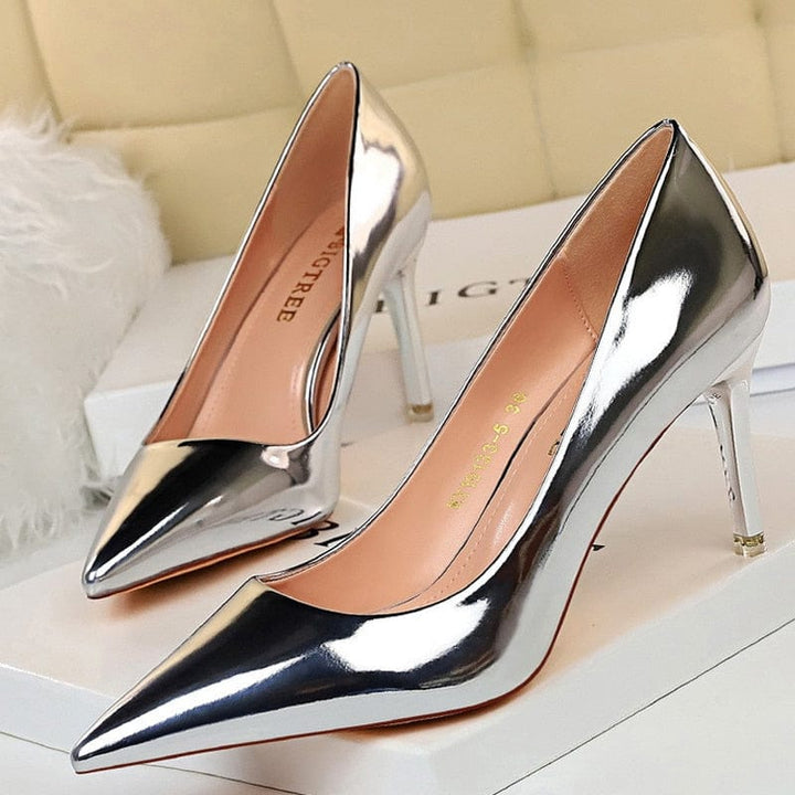 Women's Pumps Patent Leather High Heels Shoes BENNYS 