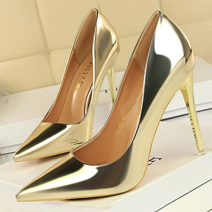 Women's Pumps Patent Leather High Heels Shoes BENNYS 