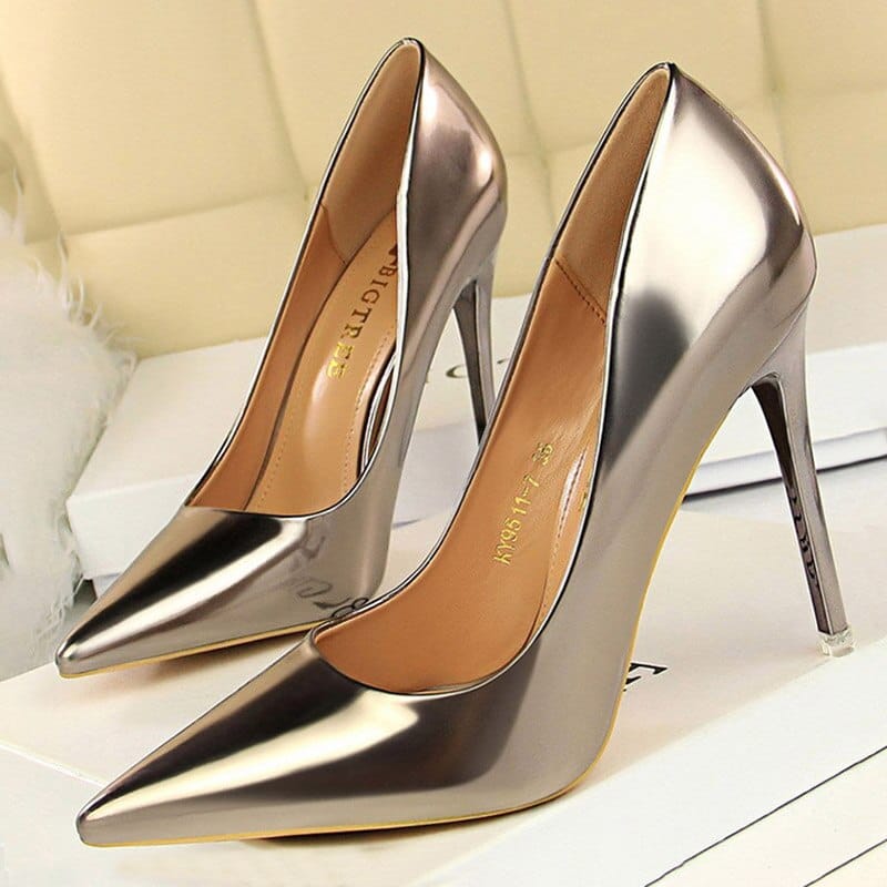 Women's Pumps Patent Leather High Heels Shoes BENNYS 