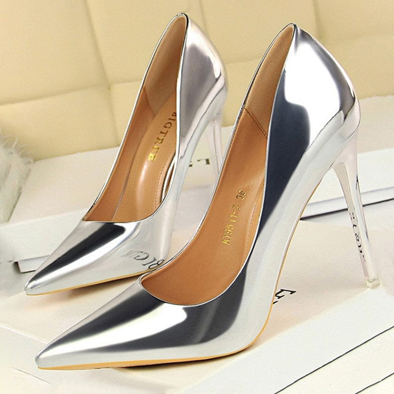 Women's Pumps Patent Leather High Heels Shoes BENNYS 