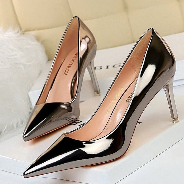 Women's Pumps Patent Leather High Heels Shoes BENNYS 