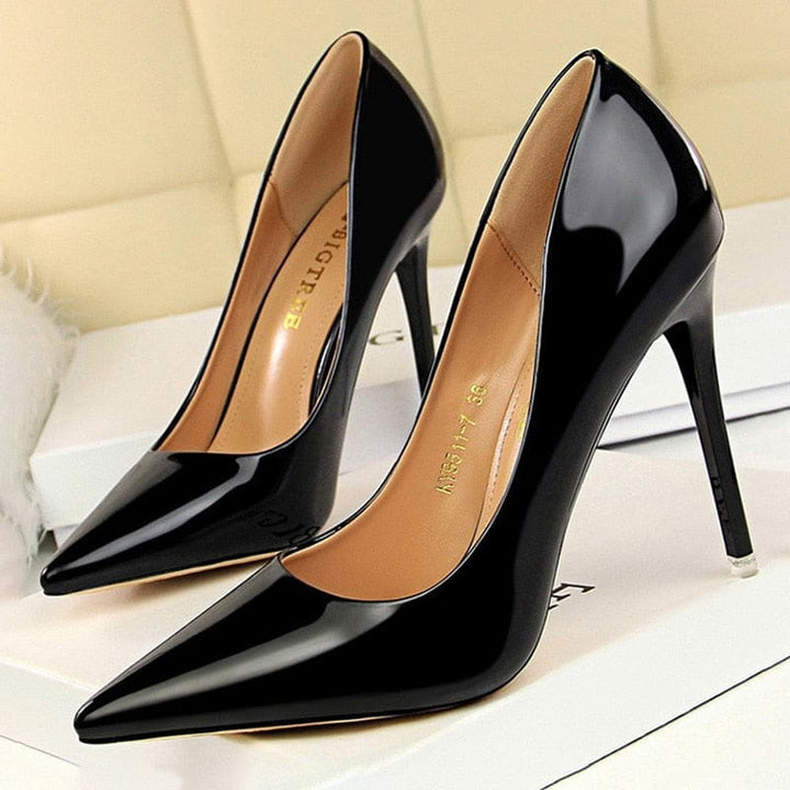 Women's Pumps Patent Leather High Heels Shoes BENNYS 