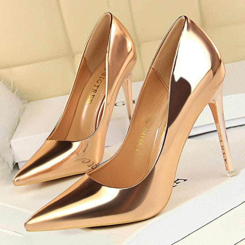 Women's Pumps Patent Leather High Heels Shoes BENNYS 