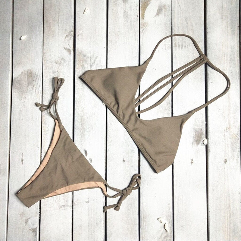 Women's Solid Bikini Set Push-Up Bra Beach Swimwear BENNYS 