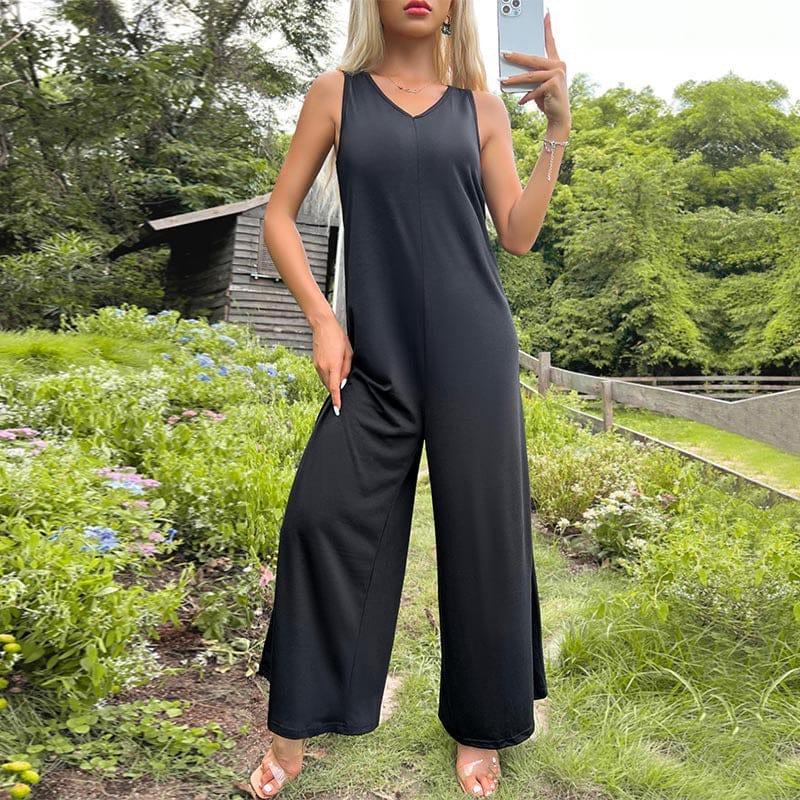 Women's Solid Color Hollow Bell bottom Jumpsuit BENNYS 