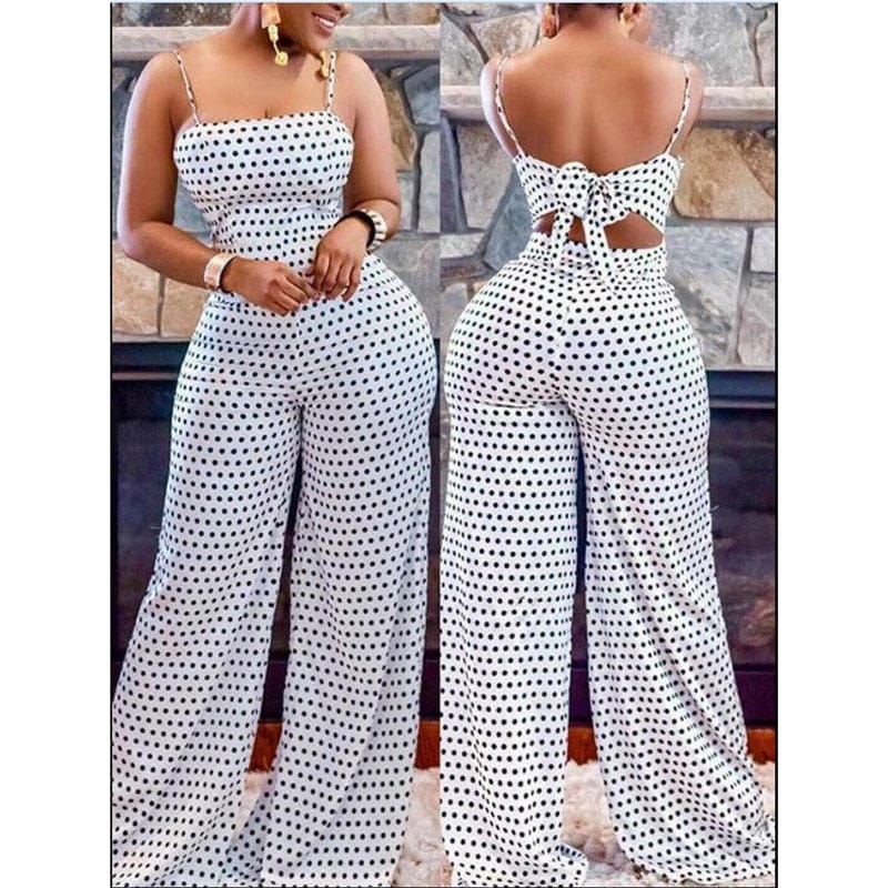 Women's Strap Sleeveless Jumpsuit Polka Dot Casual Slim Playsuit BENNYS 