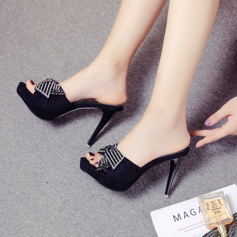 Women s Summer Casual Female High Heels 10.5CM Peep Toe Slipper