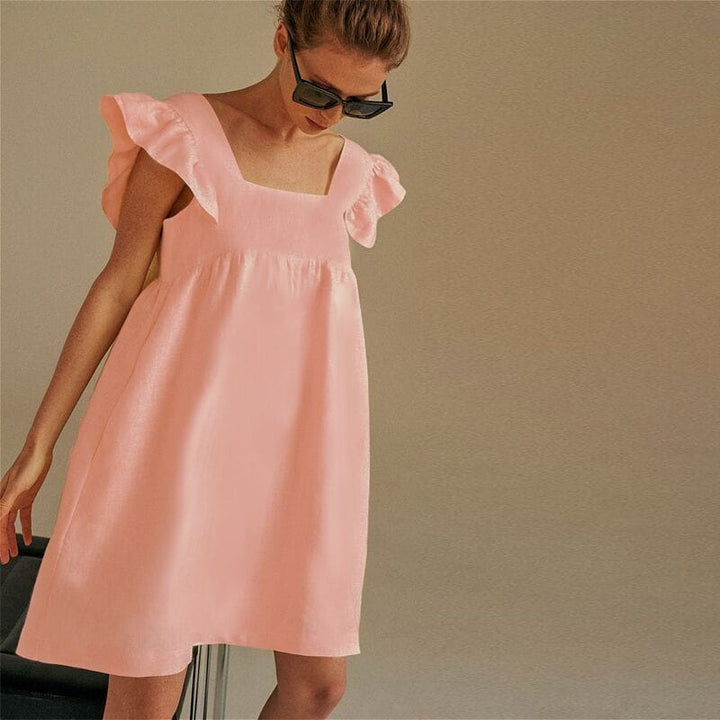 Women's Summer Sexy Square Neck Solid Color Dress BENNYS 