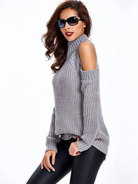 Women's Sweater Sexy Off Shoulder Halter Turtleneck Sweater BENNYS 