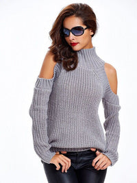 Women's Sweater Sexy Off Shoulder Halter Turtleneck Sweater BENNYS 
