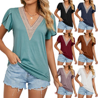 Women's Temperament Fashion Lace V-neck Short-sleeved Tops BENNYS 