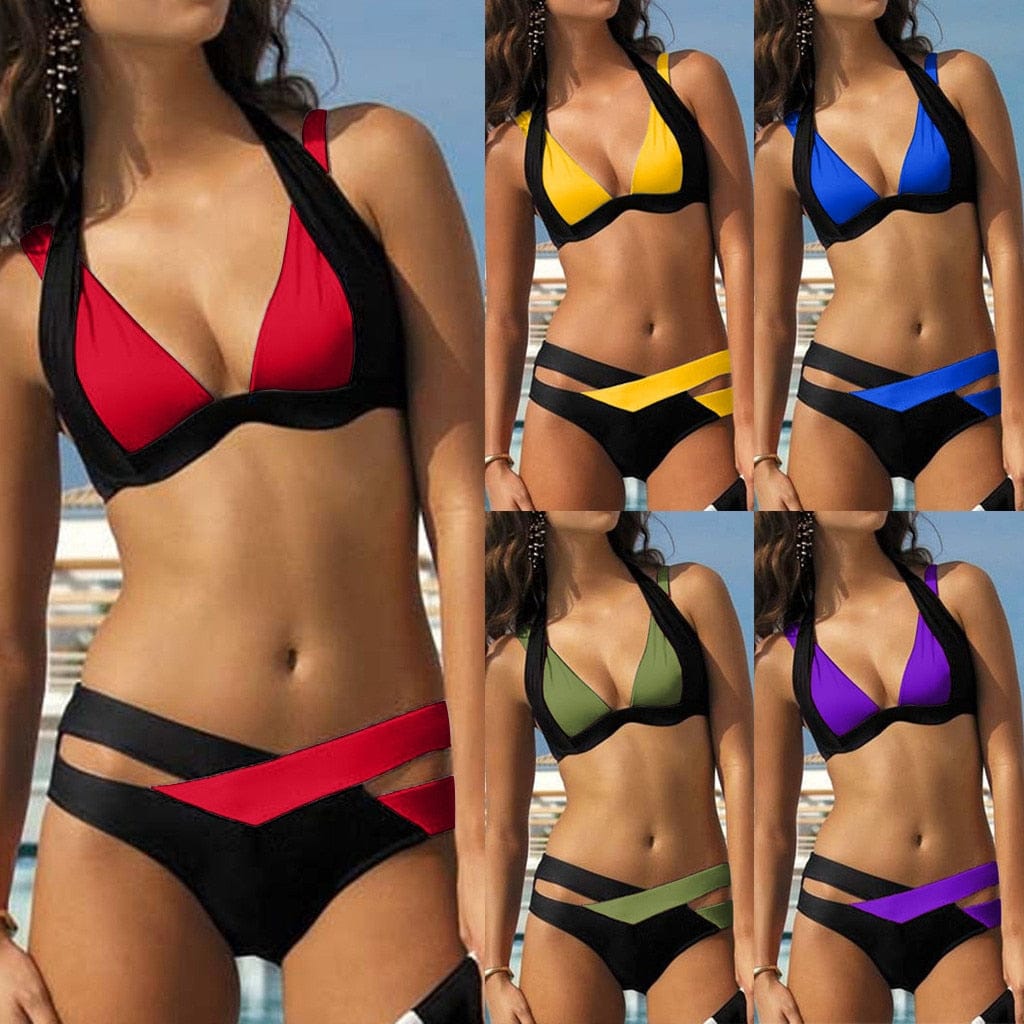 Women's Two Pieces High Waist V Neck Bikini Set BENNYS 