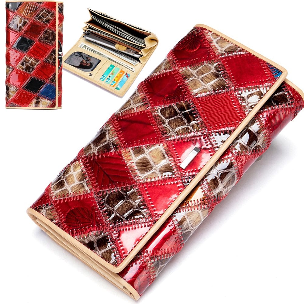 Women's Wallet Genuine Leather Patchwork Wallet for Women BENNYS 