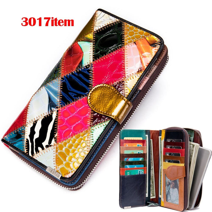 Women's Wallet Genuine Leather Patchwork Wallet for Women BENNYS 