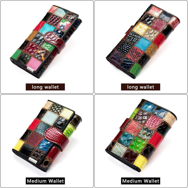 Women's Wallet Genuine Leather Patchwork Wallet for Women BENNYS 