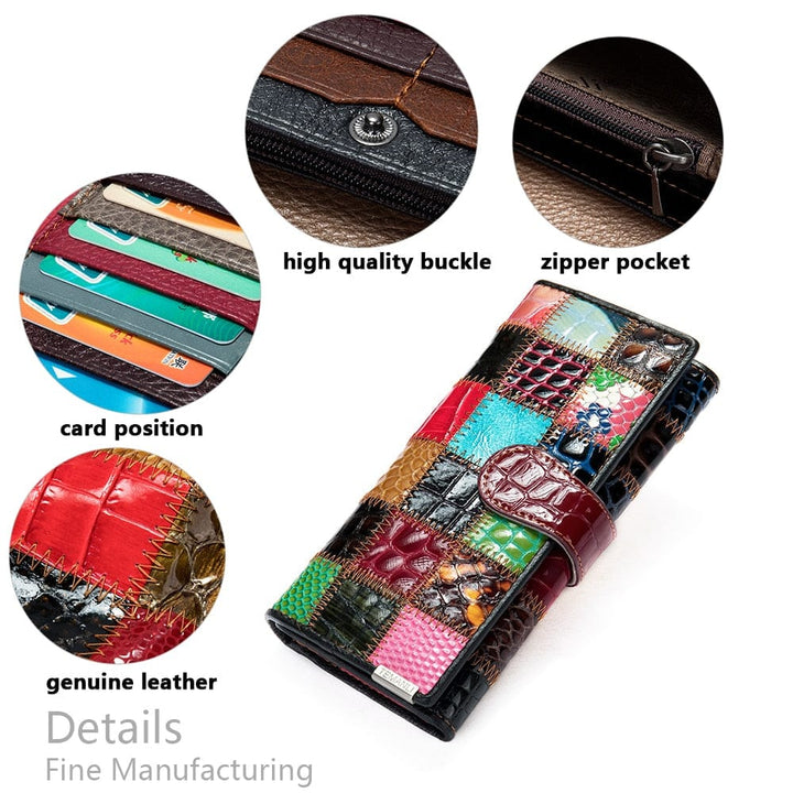 Women's Wallet Genuine Leather Patchwork Wallet for Women BENNYS 