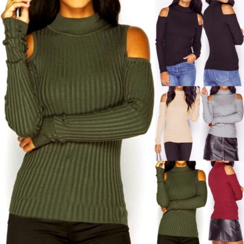 Women's Warm Long Sleeve Knitted Sweater Ladies Tops BENNYS 
