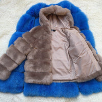 Women's Winter Fashion Long Sleeve Faux Fur Winter Warm Hooded Coat BENNYS 