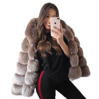 Women's Winter Fashion Long Sleeve Faux Fur Winter Warm Hooded Coat BENNYS 