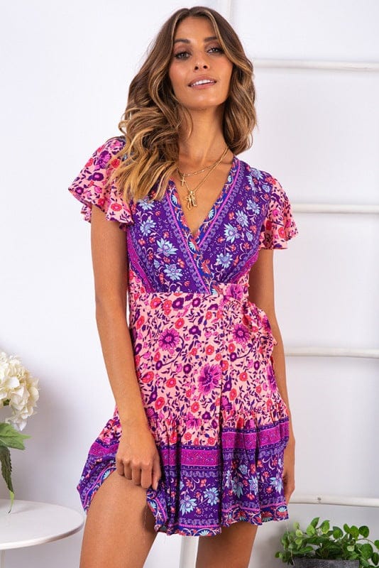 Women's summer new holiday print bohemian dress BENNYS 