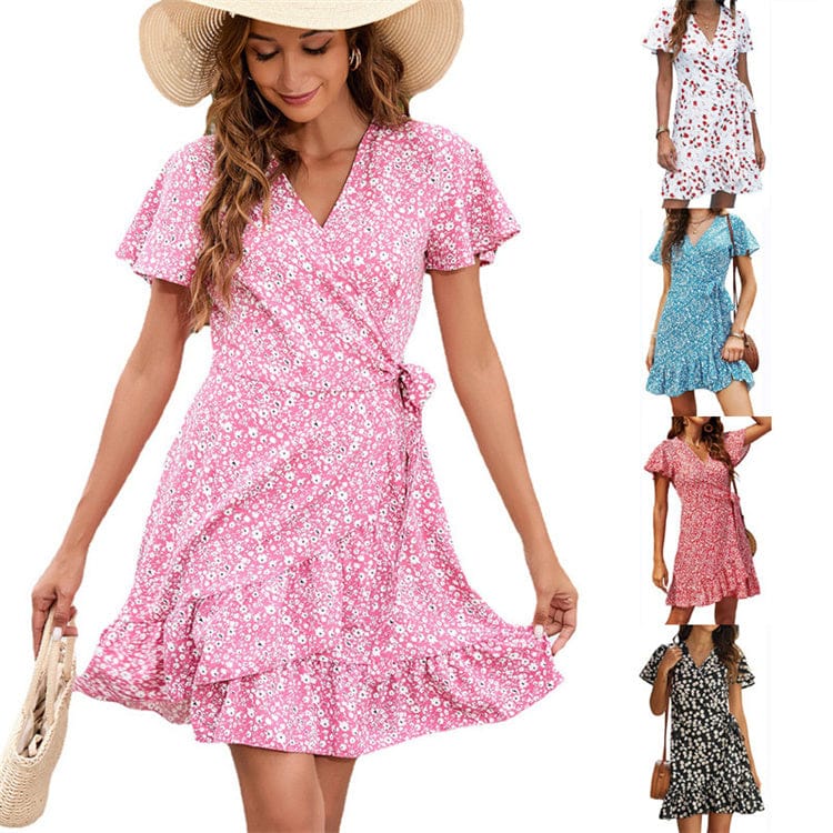 Women's summer v-neck floral print dress BENNYS 