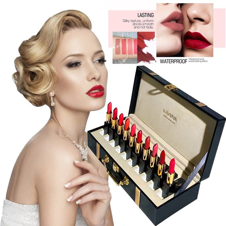 Wooden Box Lipstick Collection 10 Pcs BENNYS 