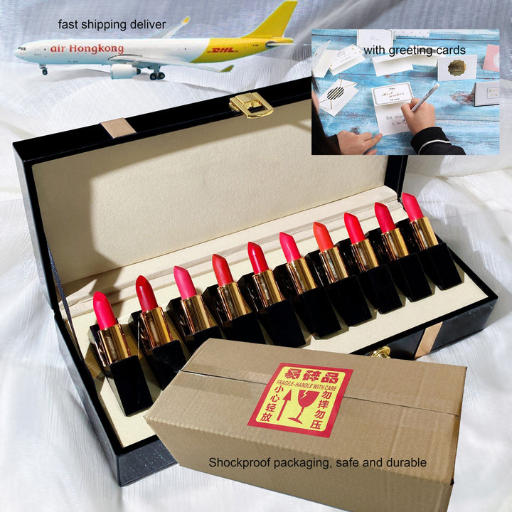 Wooden Box Lipstick Collection 10 Pcs BENNYS 