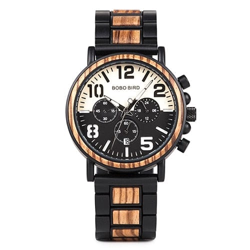Wooden Stainless Steel Watch Men Water Resistant Timepieces Chronograph Quartz Watches BENNYS 