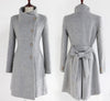 Woolen Women's Coat Mid Length Single Breasted Belted Woolen Coat BENNYS 