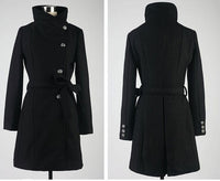 Woolen Women's Coat Mid Length Single Breasted Belted Woolen Coat BENNYS 