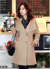 Woolen Women's Coat Mid Length Single Breasted Belted Woolen Coat BENNYS 