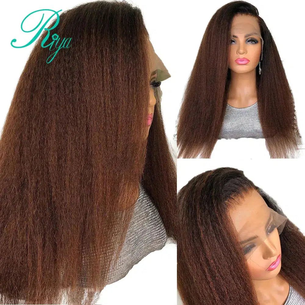 Yaki Honey Blonde Kinky Straight Ombre Color Wig 150 Density BENNYS 