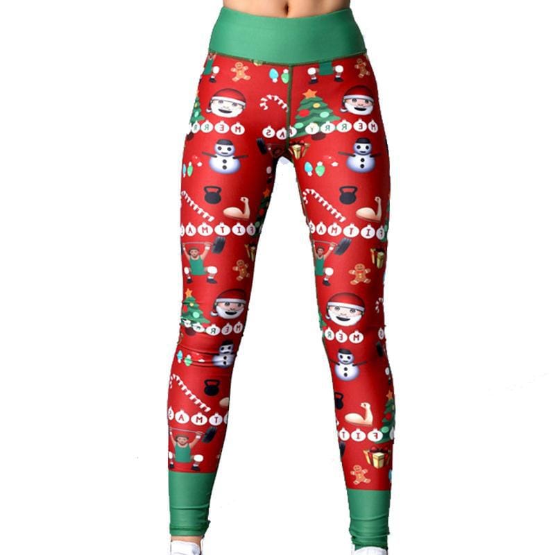 Yoga Christmas Print Hip High Waist Fitness Yoga Pants BENNYS 