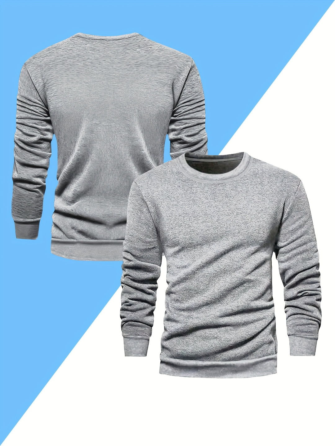 3-Pack Men'S Crew Neck Long Sleeve Knit Sweatshirts | Casual Style, Solid Color, Regular Fit