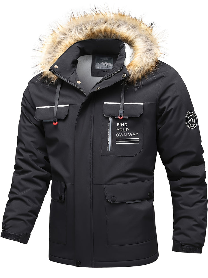 Men's Casual Warm Padded Jacket With Detachable Hood-Jacket-Bennys Beauty World