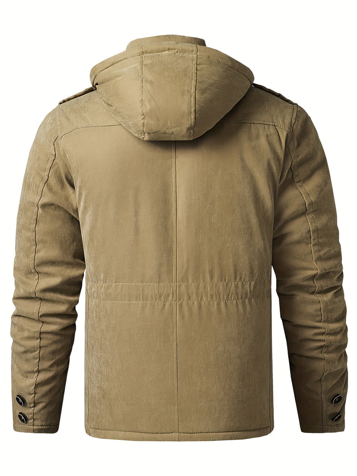 Men's Warm Thick Hooded Winter Cargo Jacket-Jacket-Bennys Beauty World