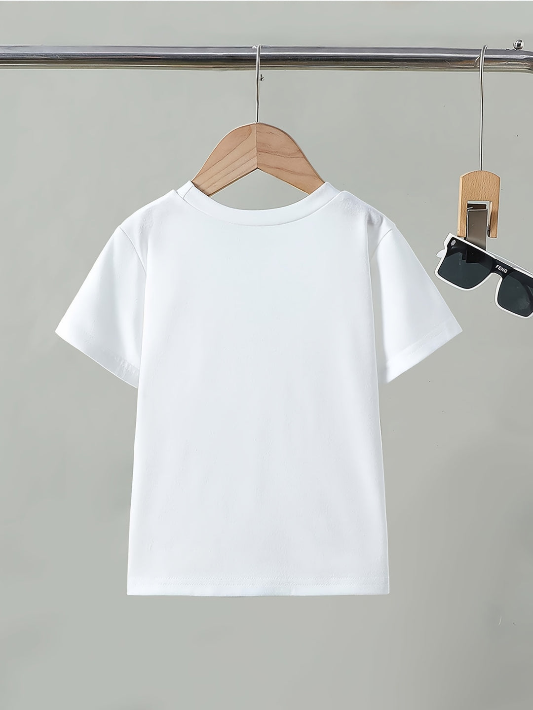 Girls' Casual Print T-Shirt with Faux Denim Butterfly Print