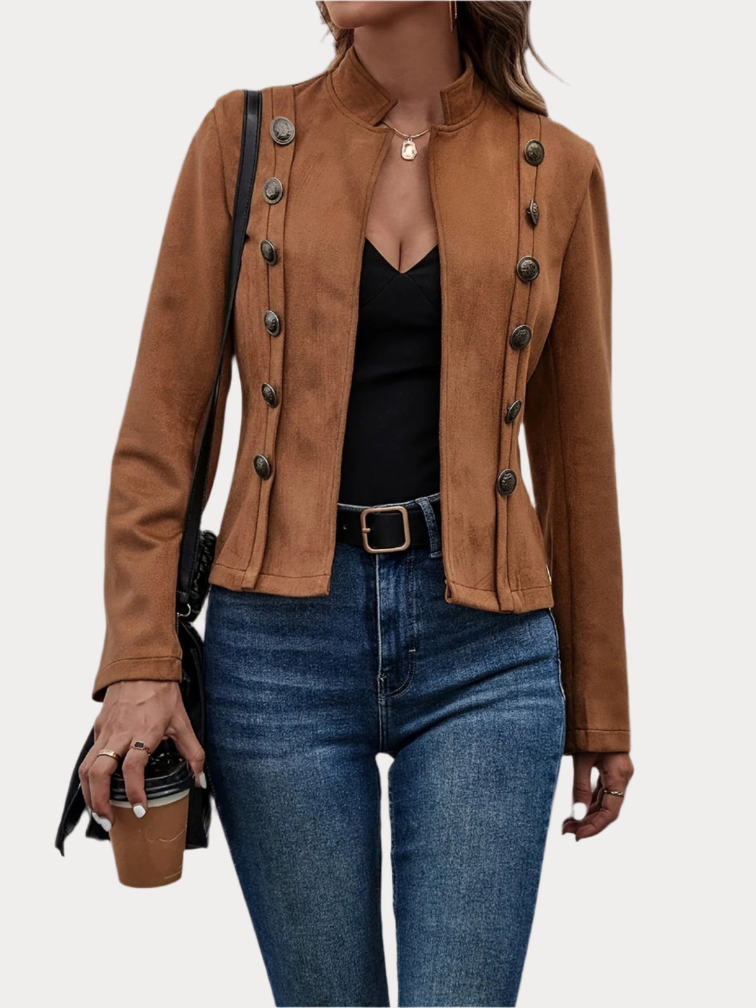 Solid Double Breasted Vintage Jacket-Jacket-Bennys Beauty World