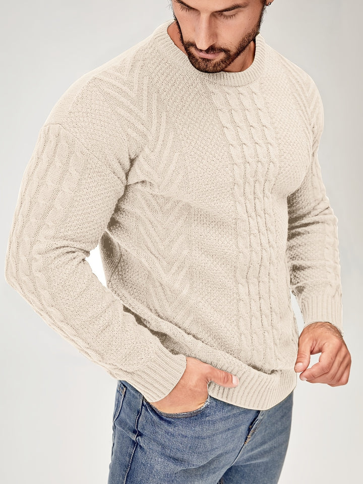 Men's Warm Casual Sweater Fashion Knit Crew Neck Pullover