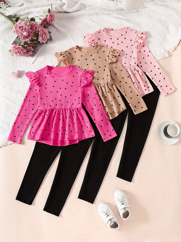 Girls' 6pcs Set Long-sleeved T-shirt and Long Pants-Outfit Set-Bennys Beauty World