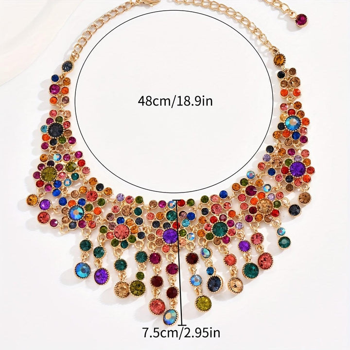 1pc Gorgeous Elegant Colorful Rhinestone Necklace - Bennys Beauty World