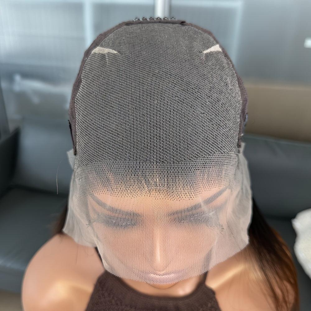 22 Inch Dark Roots Brown Ombre Synthetic Lace Front Wig-Wig-Bennys Beauty World