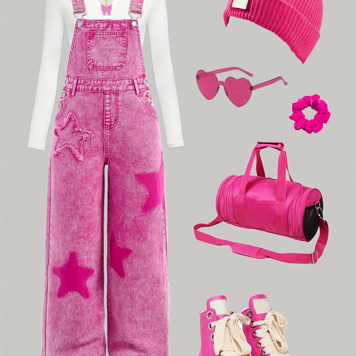 Girls' Denim Overalls Jumpsuit