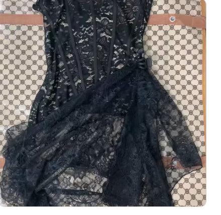 Strapless Lace Dress Party Women's Fashion Skirt With Back Lace-up Design-skirt-Bennys Beauty World