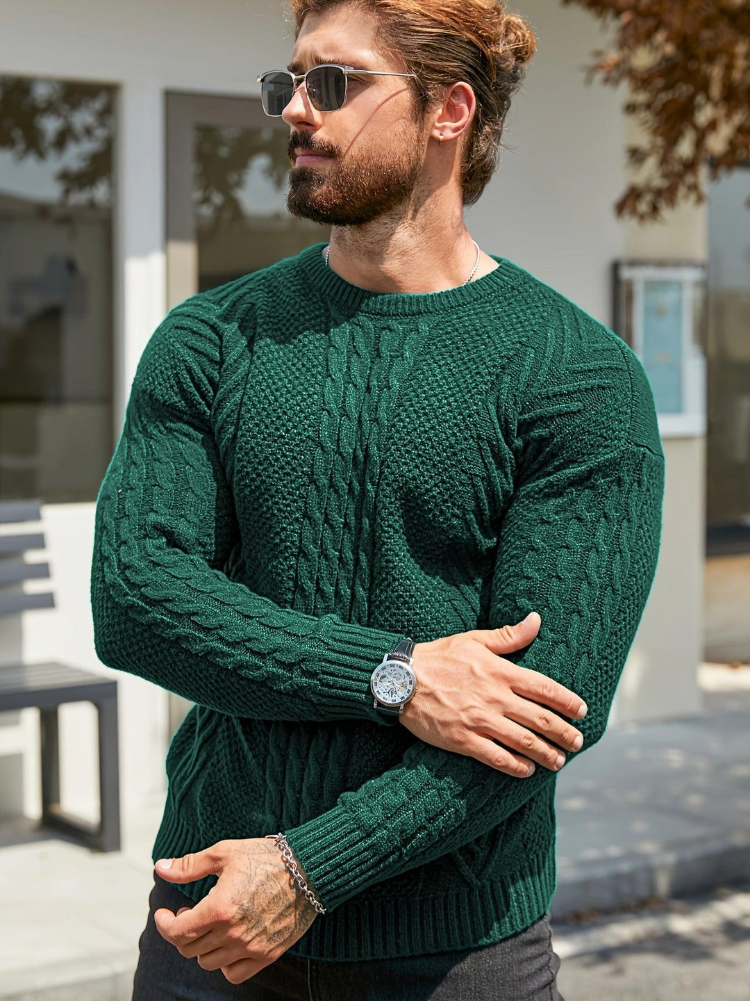 Men's Warm Casual Sweater Fashion Knit Crew Neck Pullover