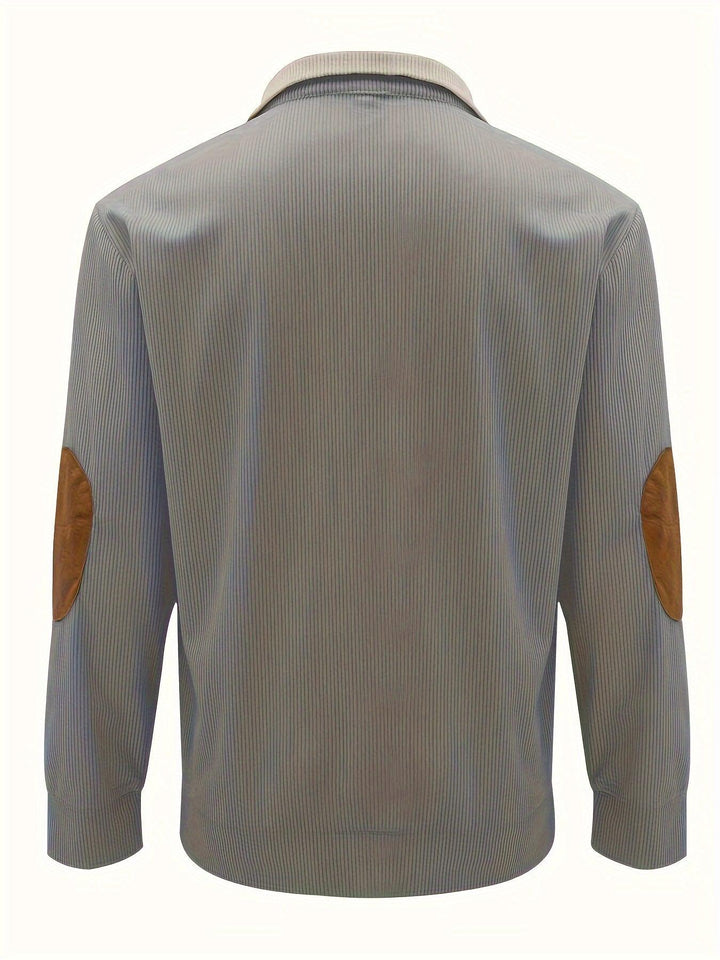 Men's Trendy Patchwork Long Sleeve Henley Shirt-Bennys Beauty World