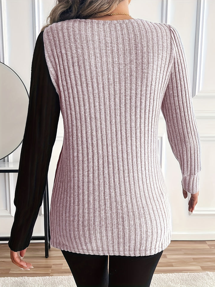 Casual Square Neck Long Sleeve T-Shirt For Women-T-Shirt-Bennys Beauty World