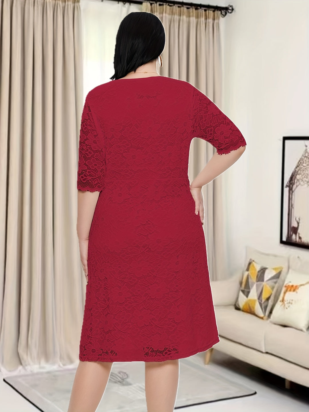 Elegant V-neck Half Sleeve Dress For Party & Banquet